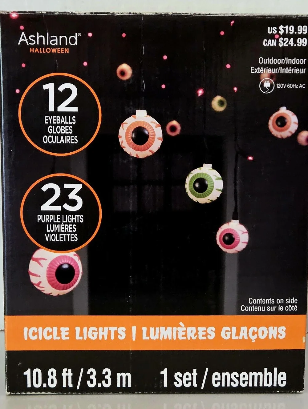 Ashland Halloween Eyeball Icicle Lights 2 Boxes 23 Purple 12 Eyeballs ea 717676